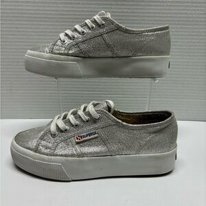 Superga classic silver platform sneakers